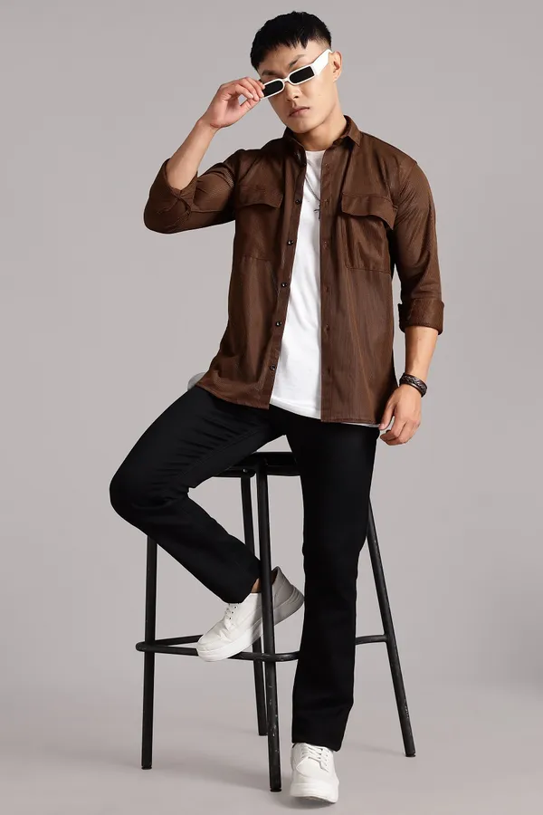 Brown_Premium_Solid_Cotton_Blend_Casual_Shirt_For_Men
