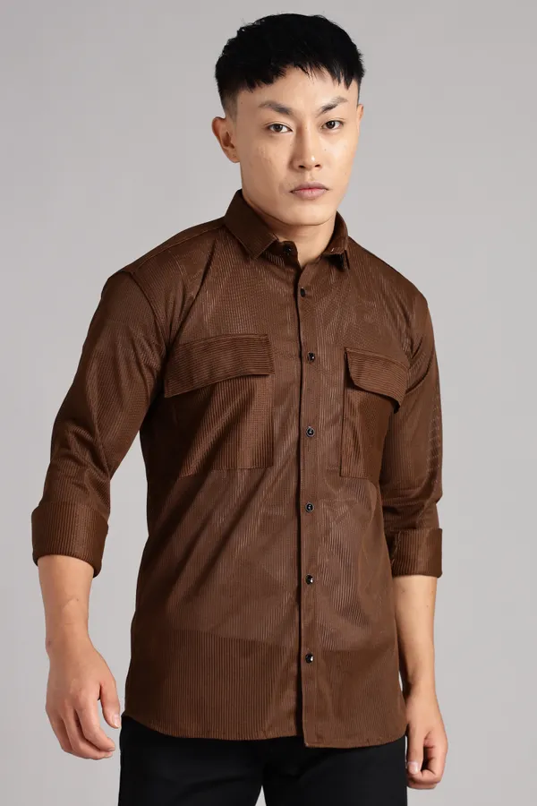 Brown_Premium_Solid_Cotton_Blend_Casual_Shirt_For_Men