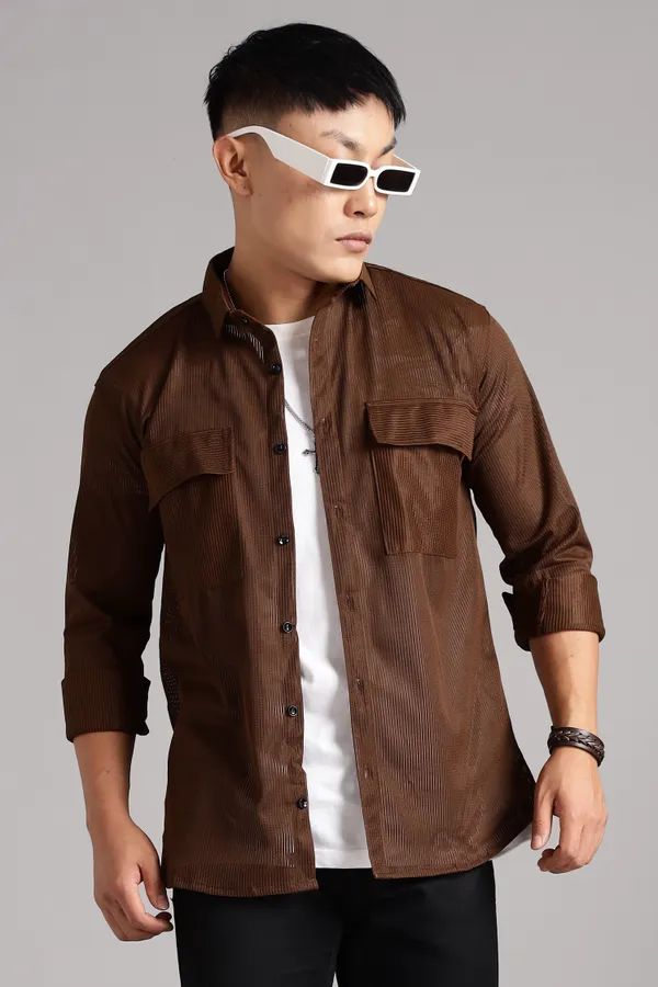 Brown_Premium_Solid_Cotton_Blend_Casual_Shirt_For_Men