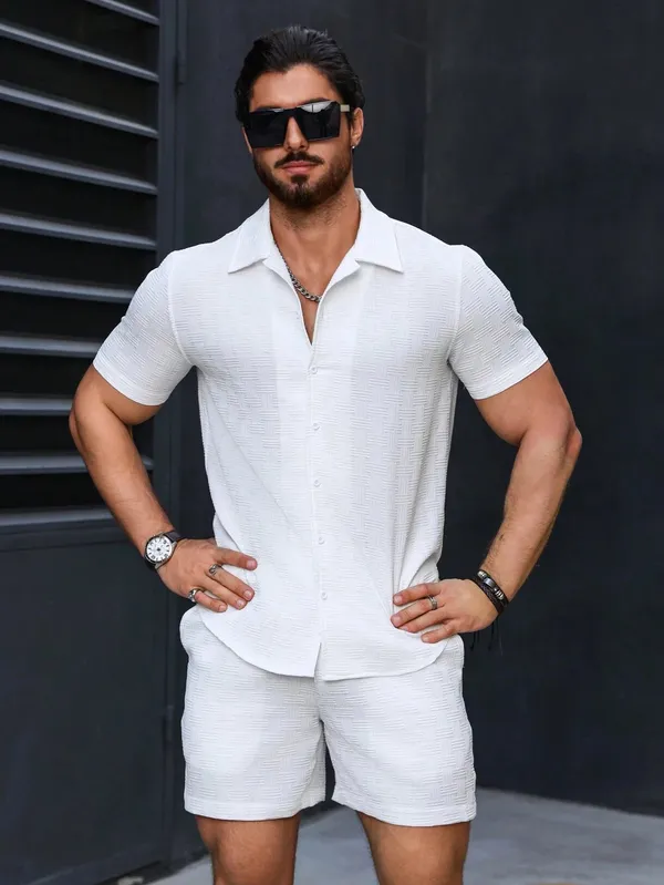 White_Premium_Cotton_Blend_Co-Ords_Set_For_Men