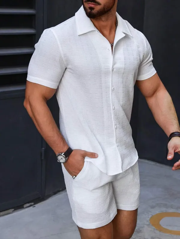 White_Premium_Cotton_Blend_Co-Ords_Set_For_Men