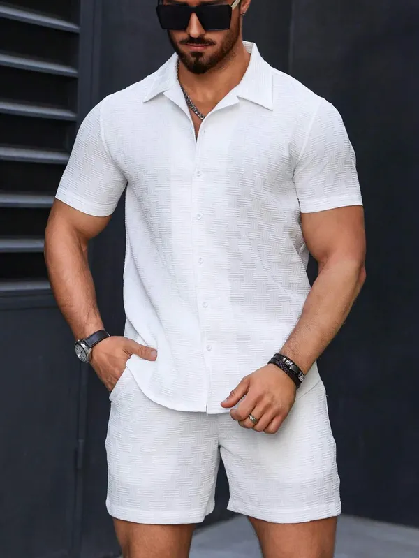 White_Premium_Cotton_Blend_Co-Ords_Set_For_Men