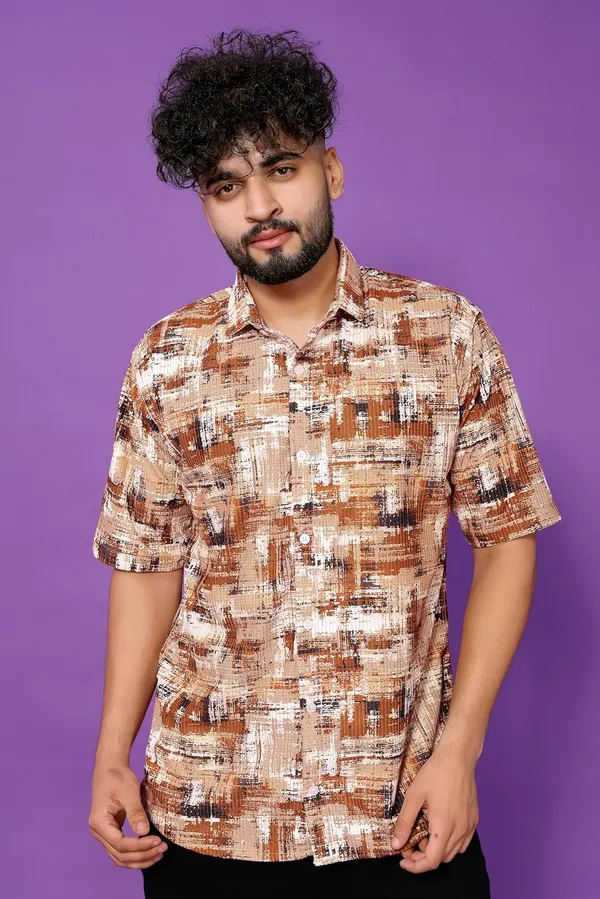 Brown_Premium_Printed_Cotton_Blend_Casual_Shirt_For_Men