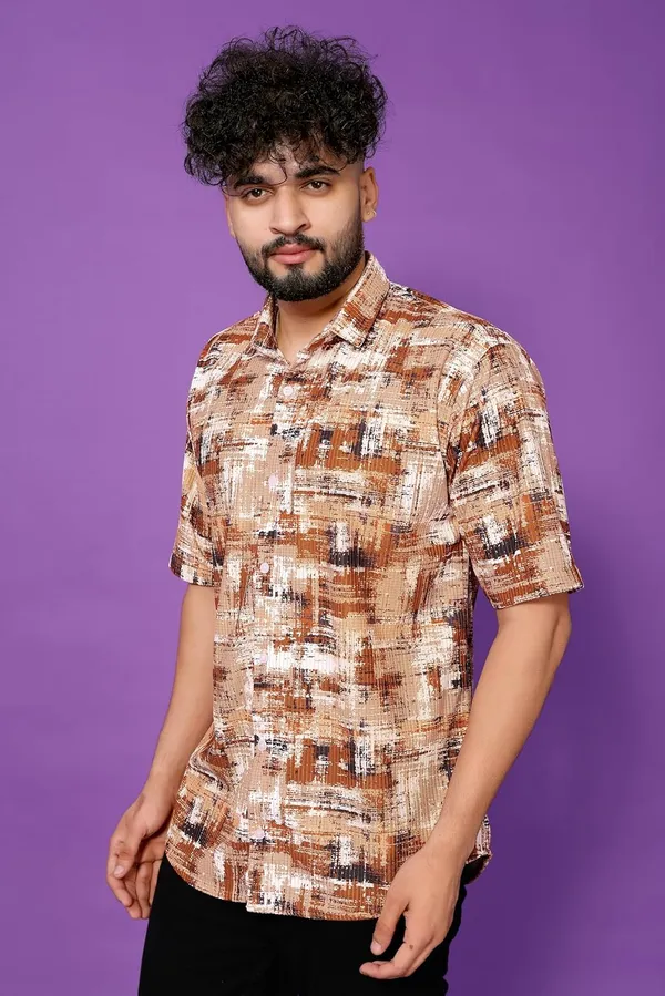 Brown_Premium_Printed_Cotton_Blend_Casual_Shirt_For_Men