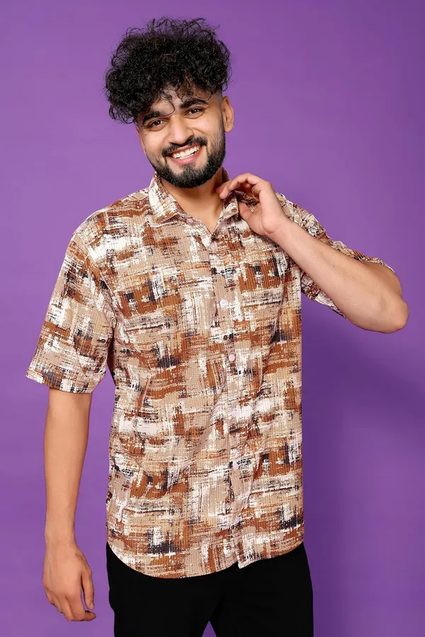 Brown_Premium_Printed_Cotton_Blend_Casual_Shirt_For_Men