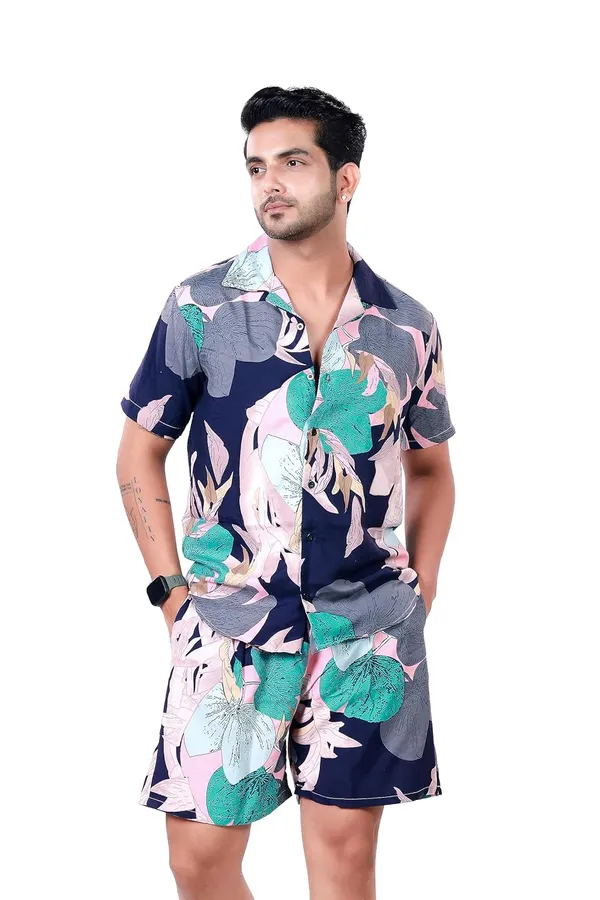 Blue_Premium_Printed_Cotton_Blend_Co-Ords_Set_For_Men