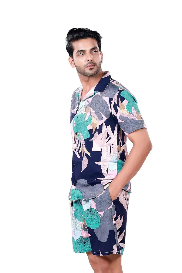 Blue_Premium_Printed_Cotton_Blend_Co-Ords_Set_For_Men