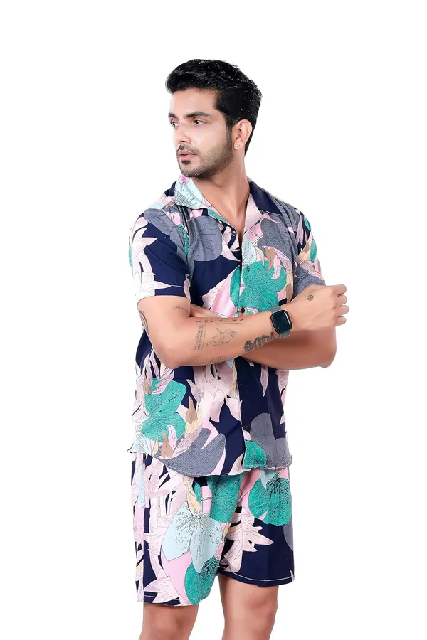 Blue_Premium_Printed_Cotton_Blend_Co-Ords_Set_For_Men
