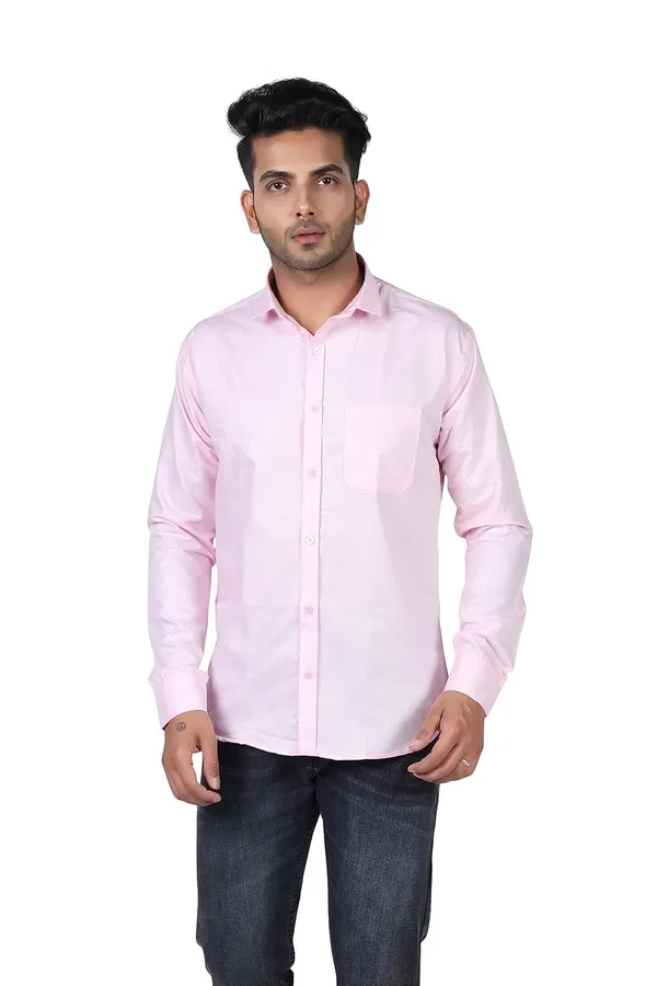 Baby_Pink_Premium_Solid_Cotton_Blend_Casual_Shirt_For_Men