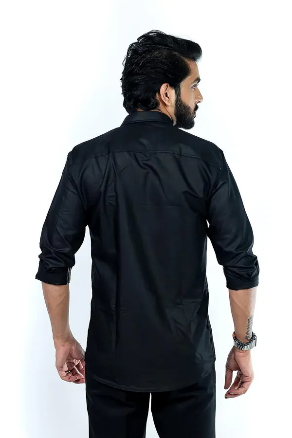 Black_Premium_Solid_Cotton_Blend_Shirt_For_Men