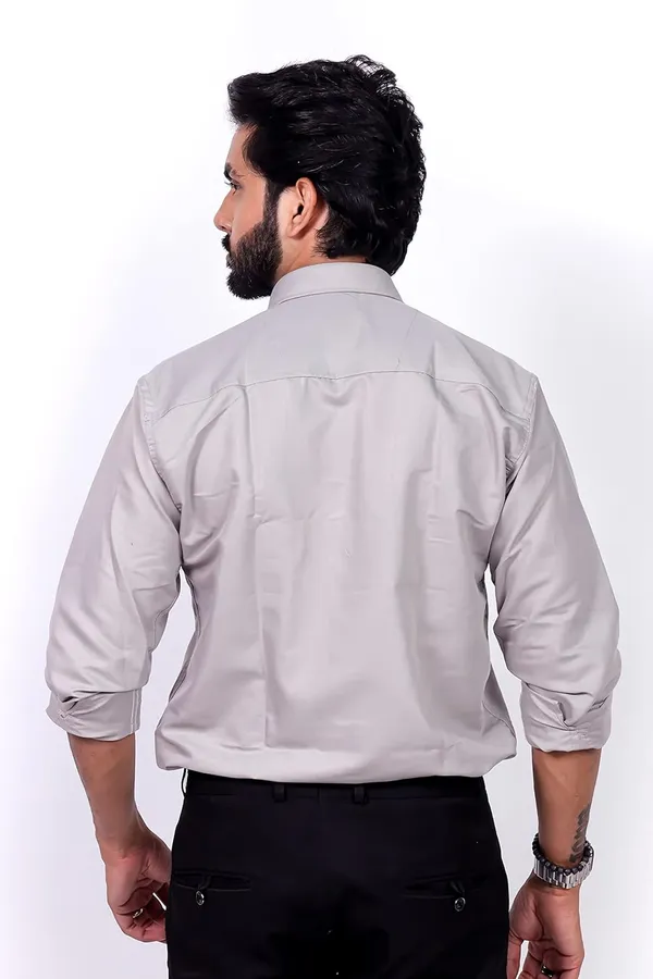 Grey_Premium_Solid_Cotton_Blend_Casual_Shirt_For_Men