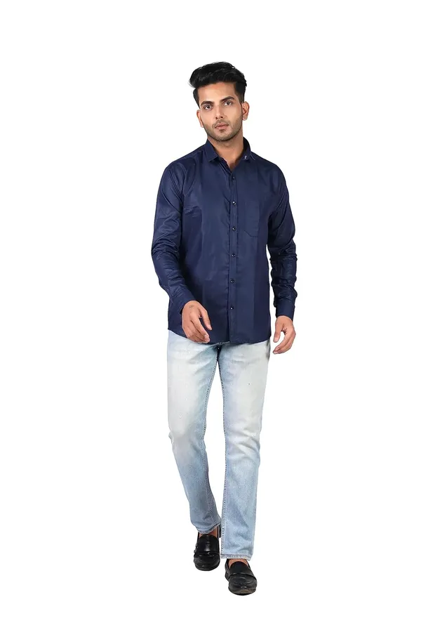 Navy_Premium_Solid_Cotton_Blend_Casual_Shirt_For_Men