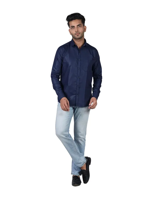 Navy_Premium_Solid_Cotton_Blend_Casual_Shirt_For_Men