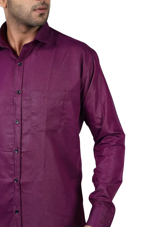 Wine_Premium_Solid_Cotton_Blend_Casual_Shirt_For_Men
