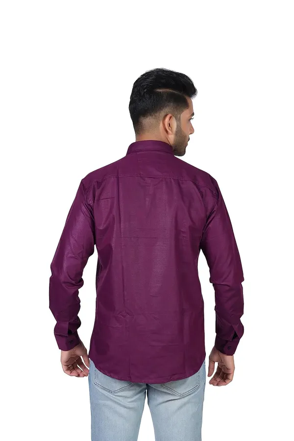 Wine_Premium_Solid_Cotton_Blend_Casual_Shirt_For_Men