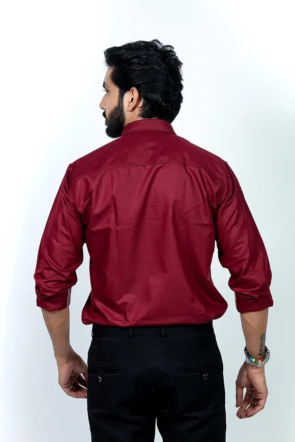 Maroon_Premium_Solid_Cotton_Blend_Shirt_For_Men