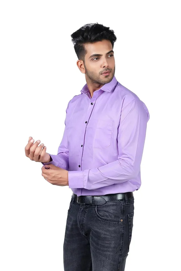 Light_Purple_Premium_Solid_Cotton_Blend_Casual_Shirt_For_Men