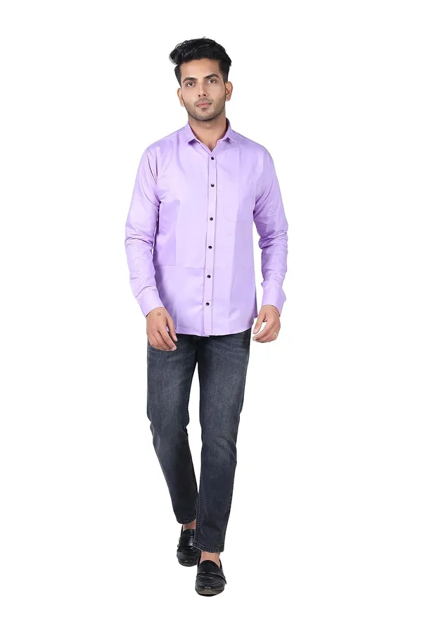 Light_Purple_Premium_Solid_Cotton_Blend_Casual_Shirt_For_Men