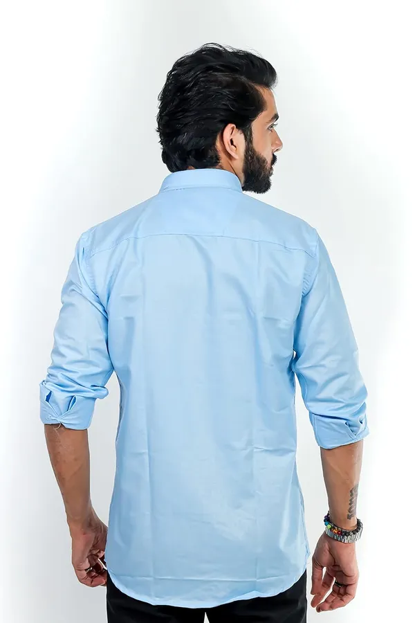 Sky_Blue_Premium_Solid_Cotton_Blend_Casual_Shirt_For_Men