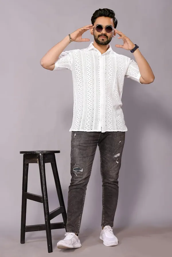 White_Premium_Cotton_Blend_Casual_Shirt_For_Men