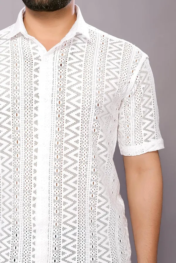 White_Premium_Cotton_Blend_Casual_Shirt_For_Men