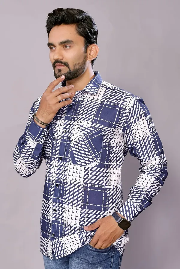 Indigo_Premium_Checkered_Cotton_Blend_Casual_Shirt_For_Men