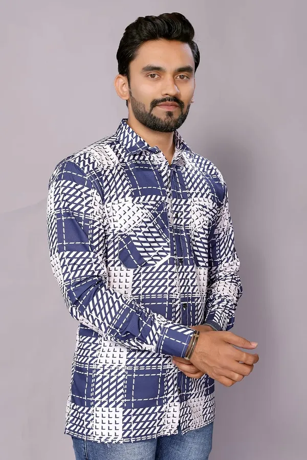 Indigo_Premium_Checkered_Cotton_Blend_Casual_Shirt_For_Men