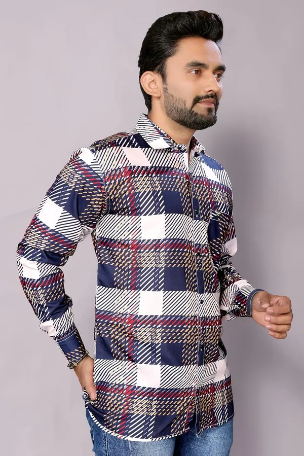Navy_Premium_Checkered_Cotton_Blend_Shirt_For_Men