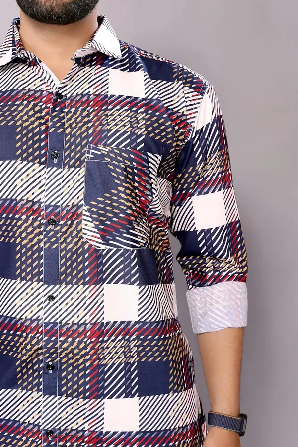 Navy_Premium_Checkered_Cotton_Blend_Shirt_For_Men