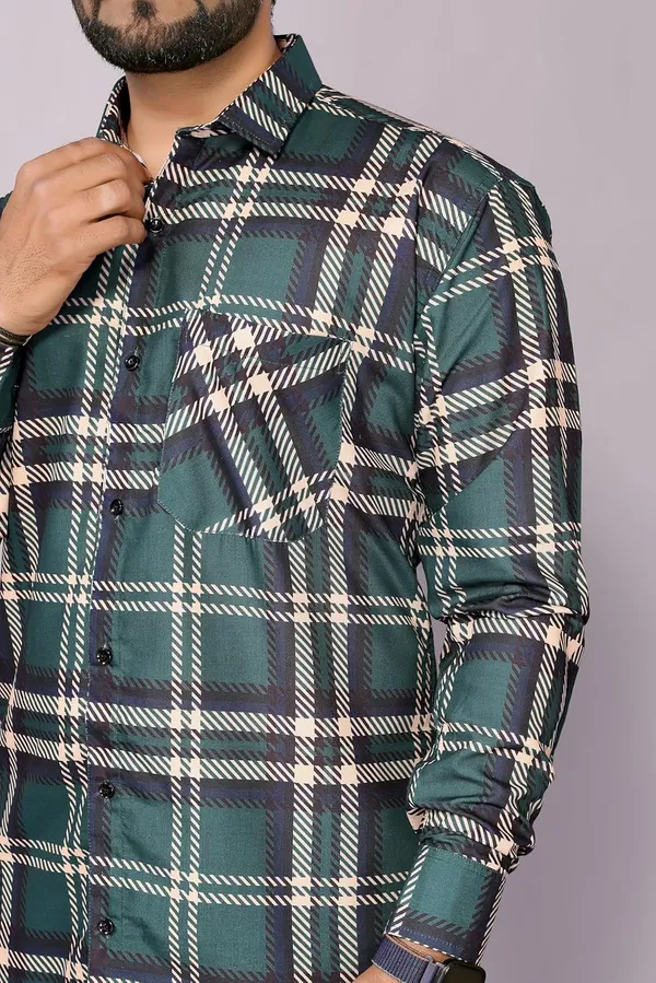 Peacock_Green_Premium_Checkered_Cotton_Blend_Shirt_For_Men