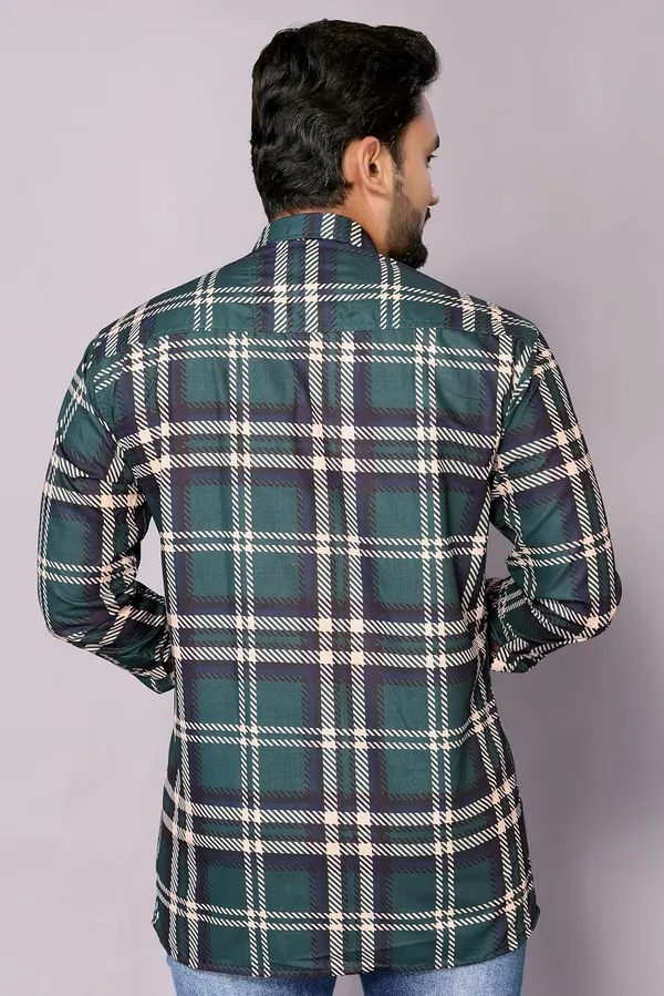 Peacock_Green_Premium_Checkered_Cotton_Blend_Shirt_For_Men