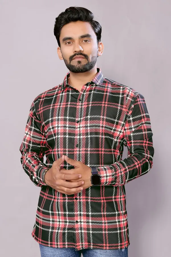 Rust_Premium_Checkered_Cotton_Blend_Shirt_For_Men