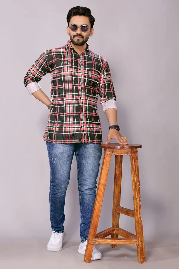 Rust_Premium_Checkered_Cotton_Blend_Shirt_For_Men