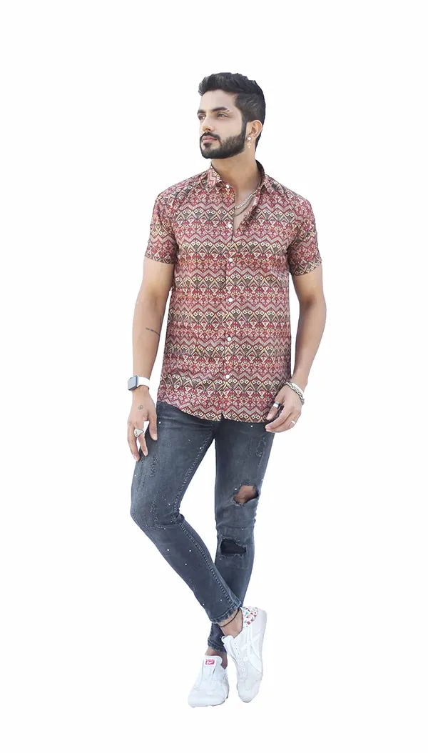 Brown_Premium_Printed_Cotton_Blend_Casual_Shirt_For_Men