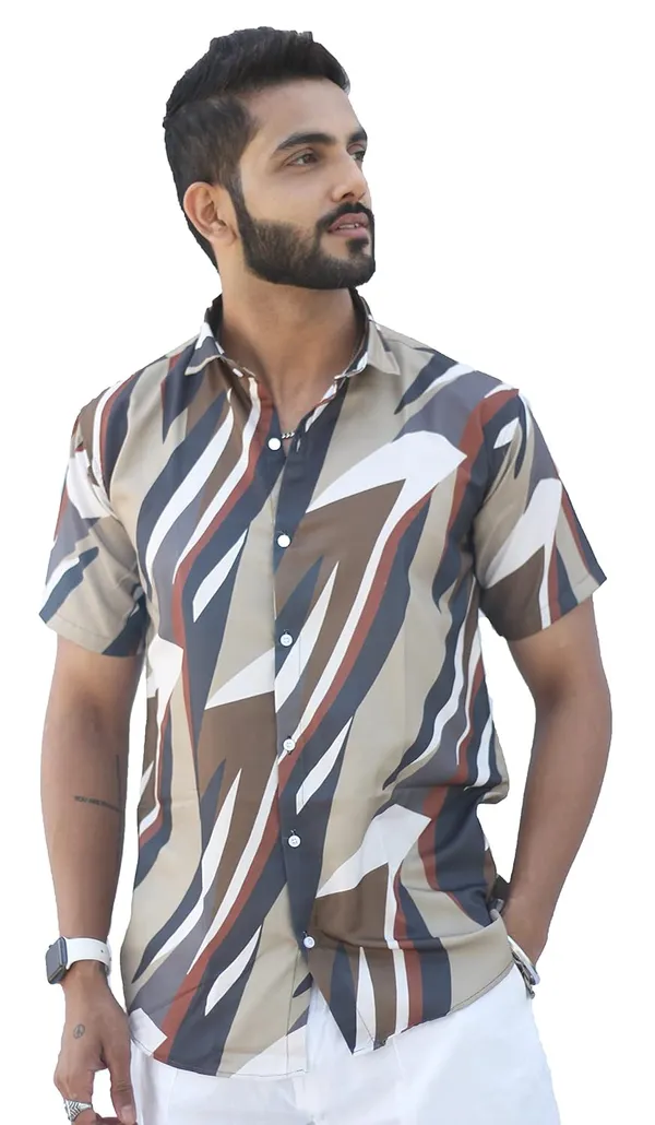 Khaki_Premium_Printed_Cotton_Blend_Casual_Shirt_For_Men