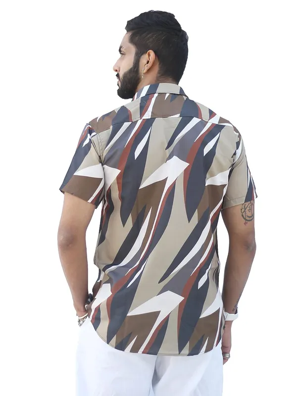 Khaki_Premium_Printed_Cotton_Blend_Casual_Shirt_For_Men