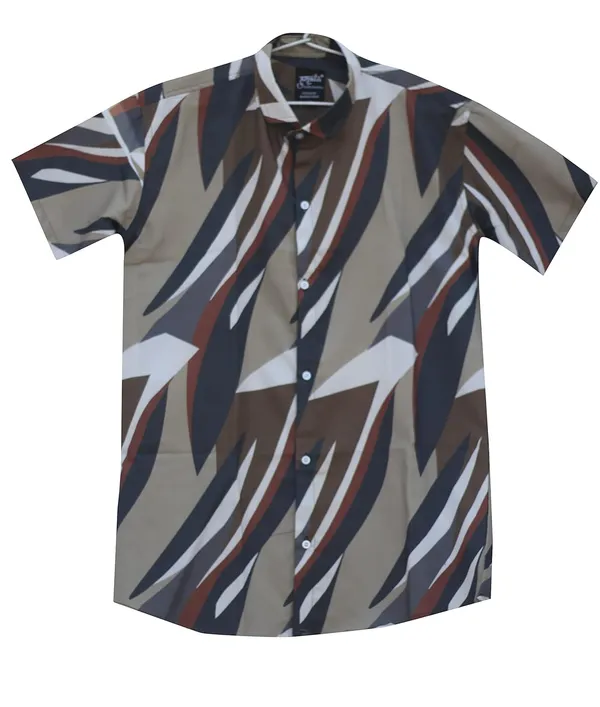 Khaki_Premium_Printed_Cotton_Blend_Casual_Shirt_For_Men