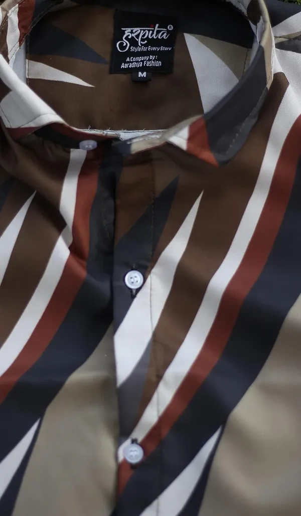 Khaki_Premium_Printed_Cotton_Blend_Casual_Shirt_For_Men