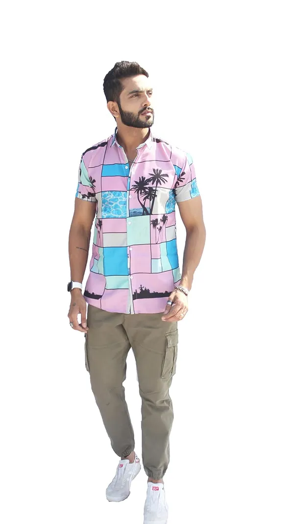 Pink_Premium_Printed_Cotton_Blend_Casual_Shirt_For_Men
