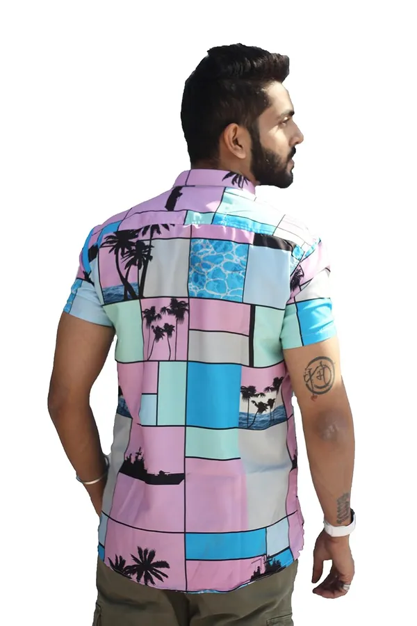 Pink_Premium_Printed_Cotton_Blend_Casual_Shirt_For_Men