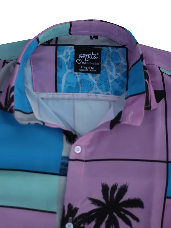Pink_Premium_Printed_Cotton_Blend_Casual_Shirt_For_Men
