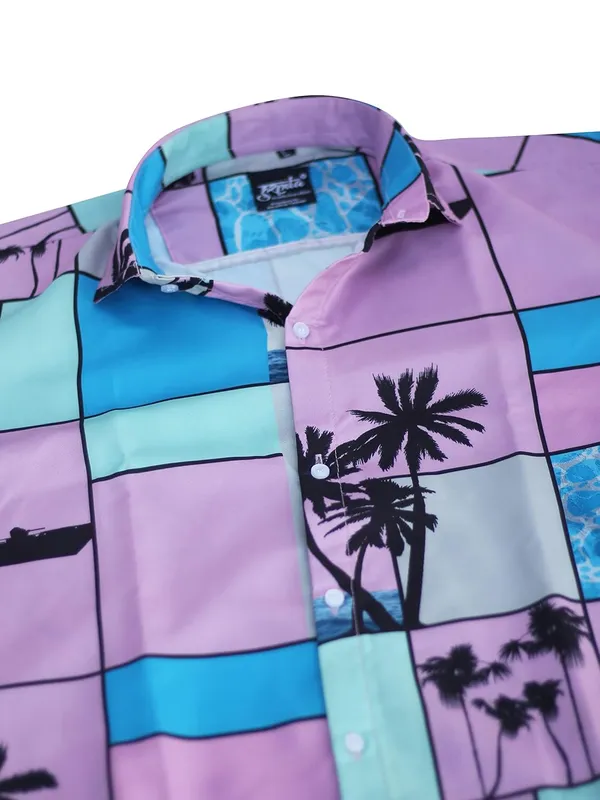 Pink_Premium_Printed_Cotton_Blend_Casual_Shirt_For_Men