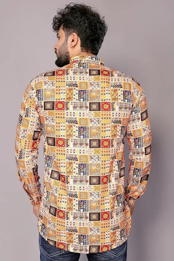 Mustard_Premium_Printed_Cotton_Blend_Kurta_For_Men