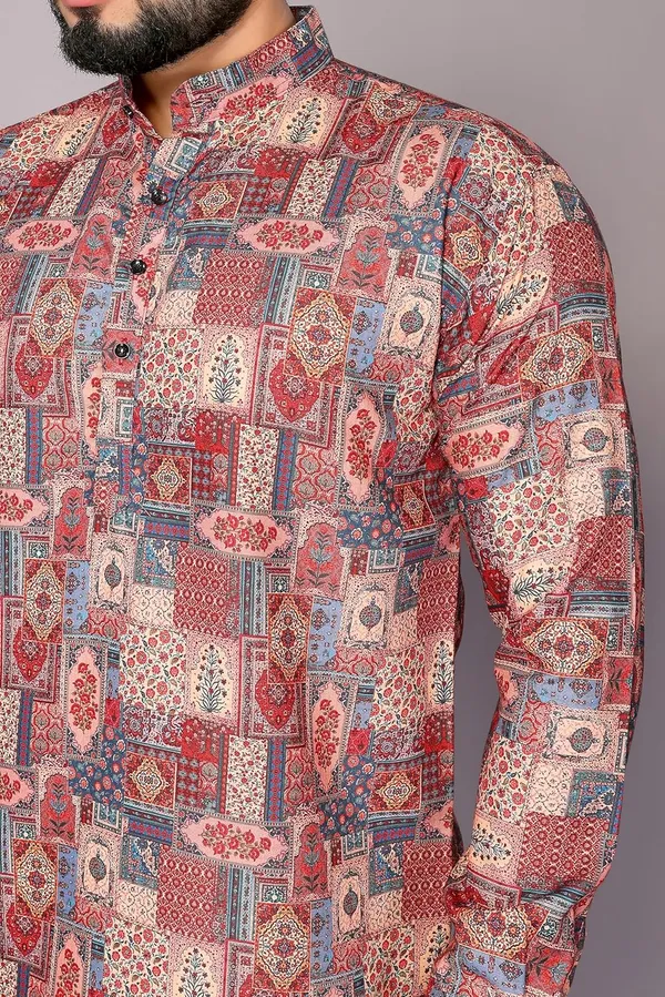 Rose_Premium_Printed_Cotton_Blend_Kurta_For_Men