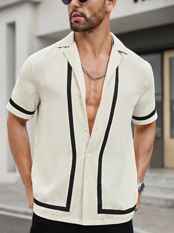 Cream_Premium_Cotton_Blend_Casual_Shirt_For_Men