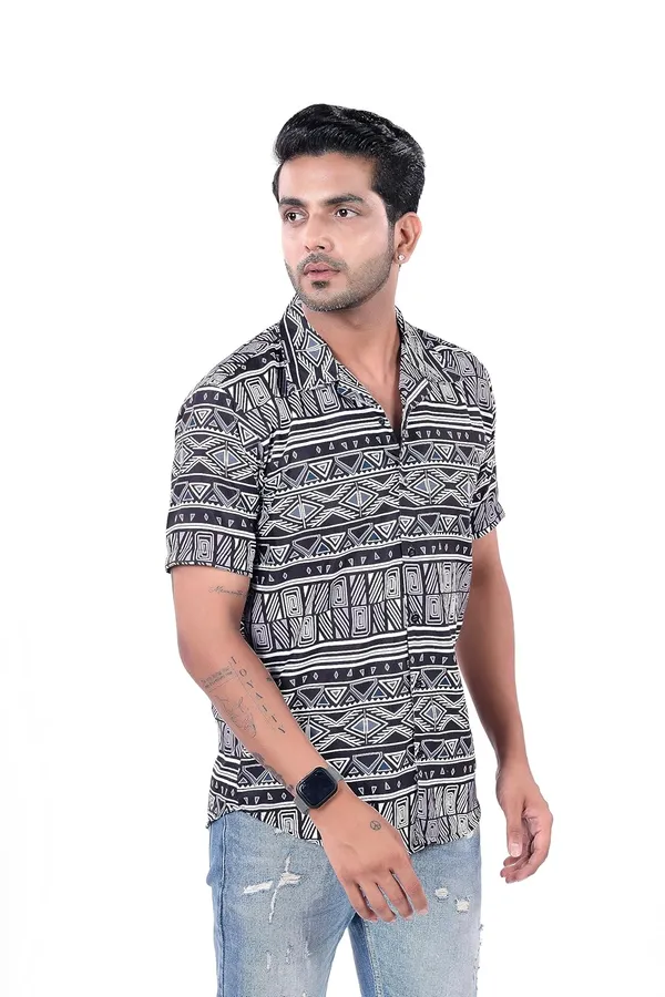 Black-White_Premium_Printed_Cotton_Blend_Casual_Shirt_For_Men