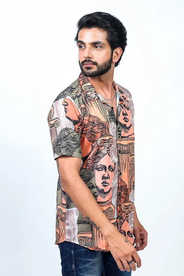 Orange_Premium_Printed_Cotton_Blend_Casual_Shirt_For_Men