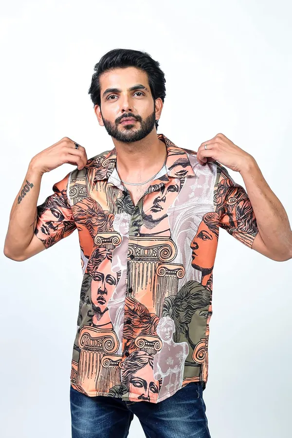Orange_Premium_Printed_Cotton_Blend_Casual_Shirt_For_Men