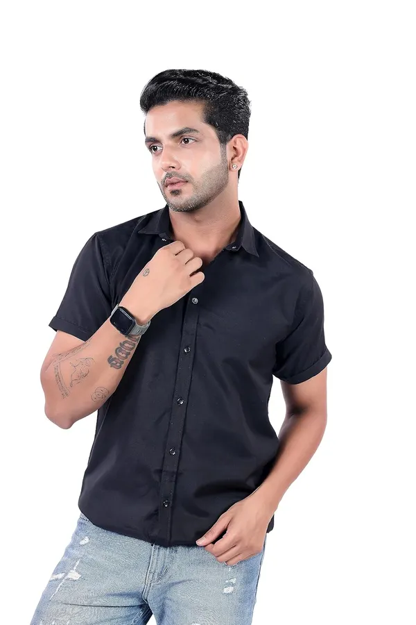 Black_Premium_Solid_Cotton_Blend_Casual_Shirt_For_Men