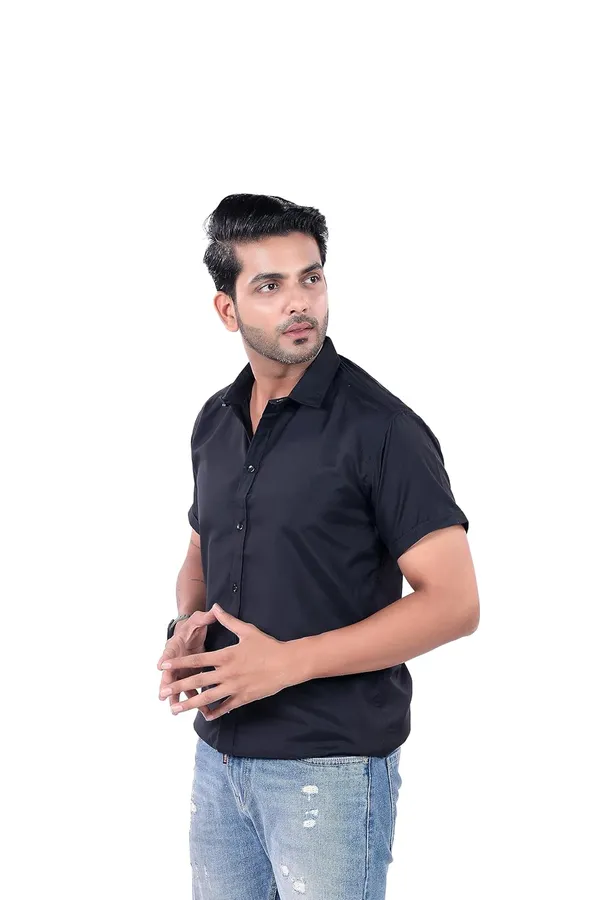 Black_Premium_Solid_Cotton_Blend_Casual_Shirt_For_Men